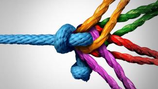 Colored ropes knotted